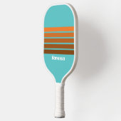 Woestijn Teal Over Strepen met Naam Pickleball Paddle (Links)