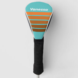Woestijn Teal Overdwars Strepen met Naam Golfheadcover