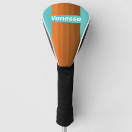 Woestijn Teal Pin Strepen met Naam Golfheadcover