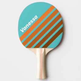 Woestijn Teal Schuine Strepen met Naam Tafeltennisbatje