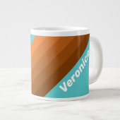 Woestijn Teal Strepen met Naam Grote Koffiekop (Voorkant rechts)