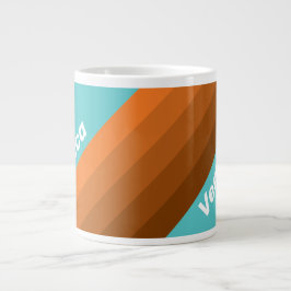 Woestijn Teal Strepen met Naam Grote Koffiekop