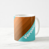 Woestijn Teal Strepen met Naam Koffiemok (Voorkant rechts)