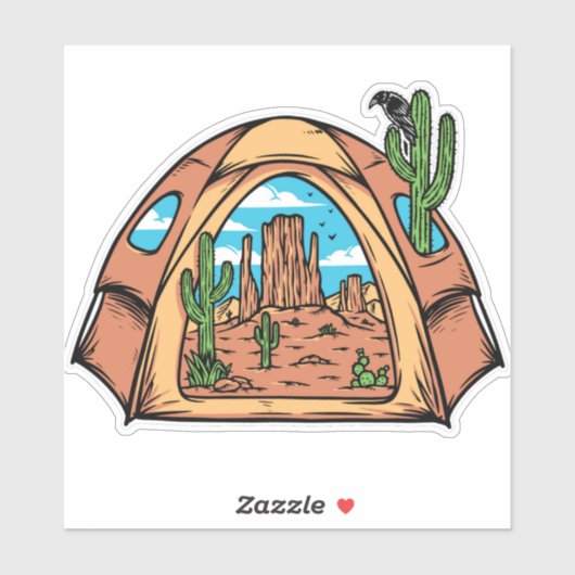 Woestijn Tent Camping Cactus Wildlife Sticker (Vel)