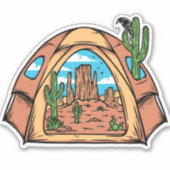 Woestijn Tent Camping Cactus Wildlife Sticker (Voorkant)