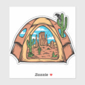 Woestijn Tent Kamperen Cactus Wilde Dieren  Sticker (Vel)