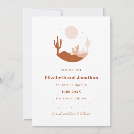 Woestijn Terracotta Illustratie Bewaar De Datum Kaart (Voorkant)