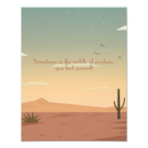 Woestijn Terracotta Landschap met Modern Quote Foto Afdruk