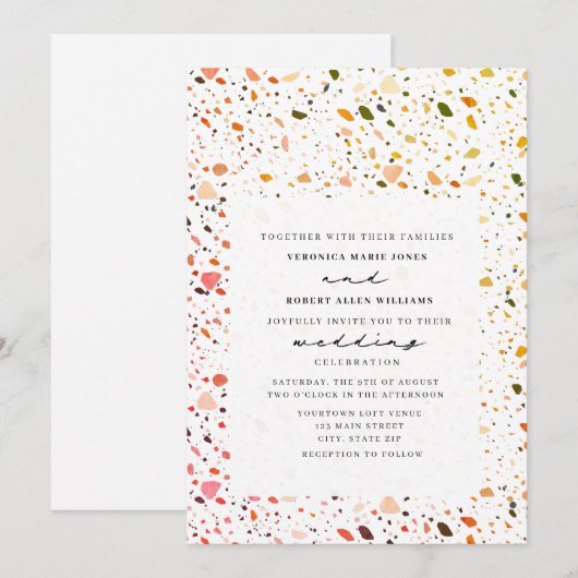 Woestijn Terrazzo Moderne bruiloft Kaart (Voorkant / Achterkant)