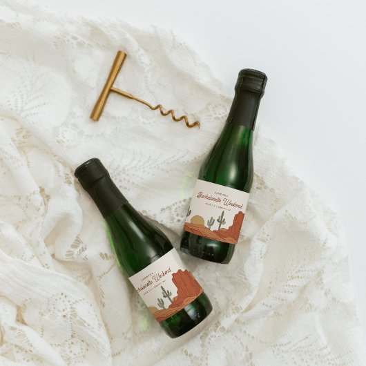 Woestijn Thema Afscheidsfeestje voor de Bruid Sparkling Wijnetiket