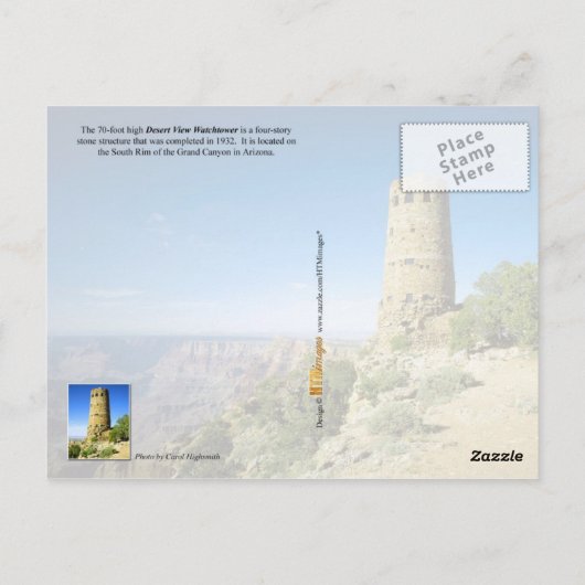 Woestijn Uitzicht Watchtower, Grand Canyon, AZ Briefkaart (Achterkant)