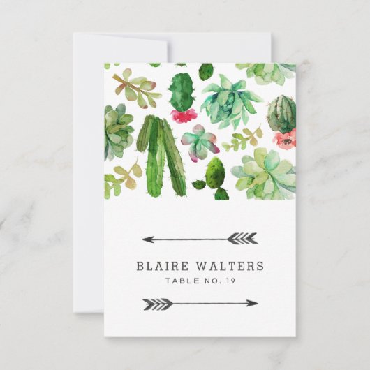 Woestijn Vetplant Bruiloft Plaatskaarten (Voorkant)