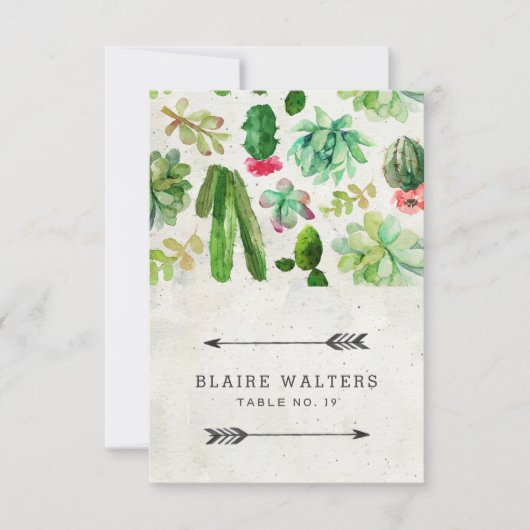 Woestijn Vetplant Bruiloft plaatskaarten - Steen (Voorkant)