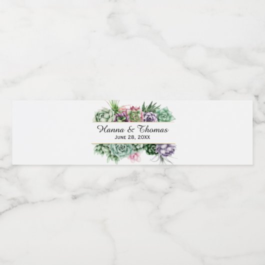 Woestijn Vetplanten Bruiloft Waterfles Etiket (Enkel label)