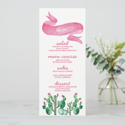 Woestijn Waterverf Wedding Menu Kaarten (Staand voorkant)