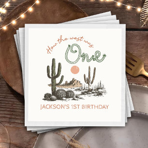 Woestijn Western Wild West 1st Birthday Napkins Servet