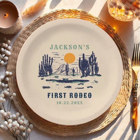  woestijn Western Wilde Westen 1e Verjaardag Papieren Bordje