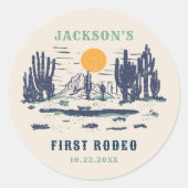 woestijn Western Wilde Westen 1e Verjaardag Ronde Sticker (Voorkant)