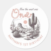 Woestijn Western Wilde Westen 1e Verjaardag Sticke Ronde Sticker (Voorkant)