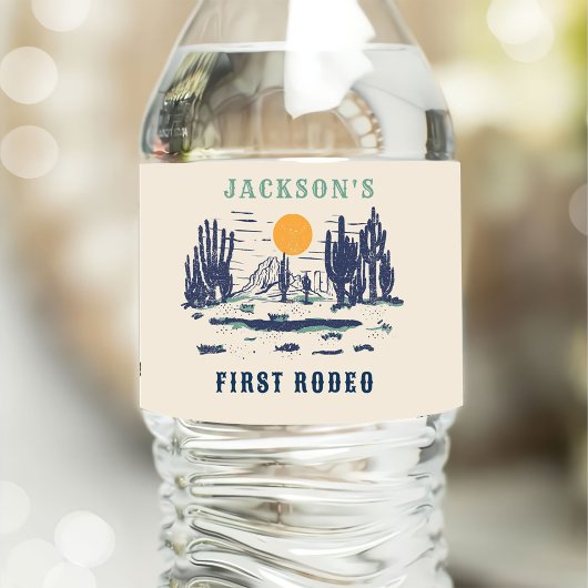  woestijn Western Wilde Westen 1e Verjaardag Waterfles Etiket