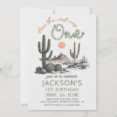 Woestijn Western Wilde Westen 1e verjaardagsuitnod Kaart (Voorkant)