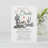 Woestijn Western Wilde Westen 1e verjaardagsuitnod Kaart (Staand voorkant)