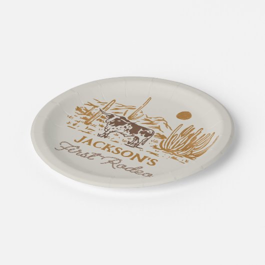 Woestijn Westerne Cowboy Verjaardag Papier Borden Papieren Bordje (Gekanteld)