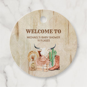Woestijn Westerse Baby Jongen Cowboy Bedankjes Labels