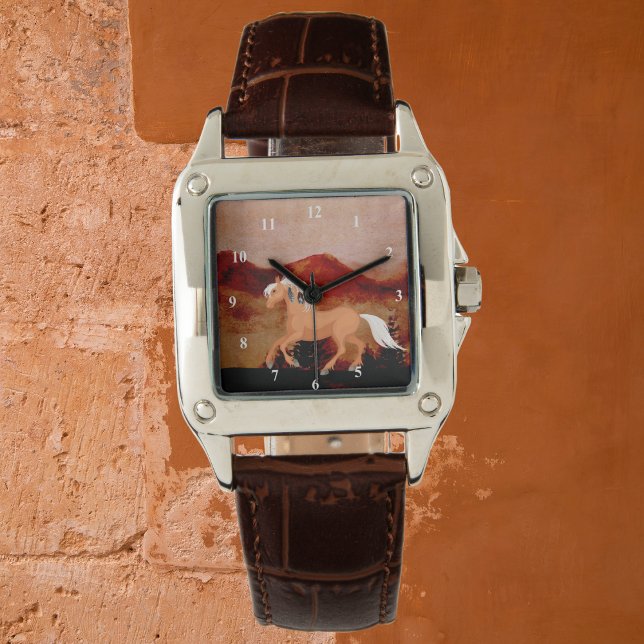 Woestijn Wild Mustang Paard met veren Horloge (Creator heeft geüpload)