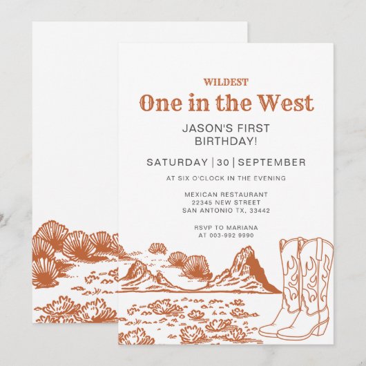 Woestijn Wildest een in het Westen 1e verjaardag Kaart (Voorkant / Achterkant)