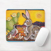 Woestijn Wildlife Rabbit Quail Yellow Sunrise Cact Muismat (Met muis)