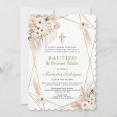 Woestijn Witte Floral Spaans 1e verjaardag Baptism Kaart (Voorkant)