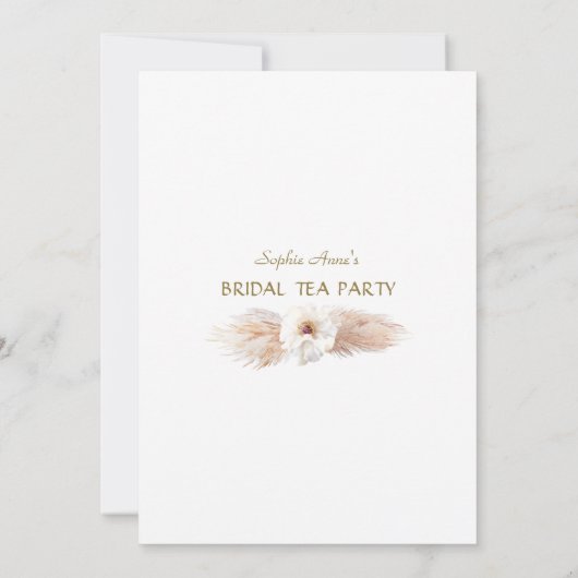 Woestijn Witte Rozen Pampas Gras Bruidsdouche  Kaart (Achterkant)