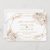 Woestijn Witte Rozen Pampas Gras Gouden Bruiloft Save The Date (Voorkant)