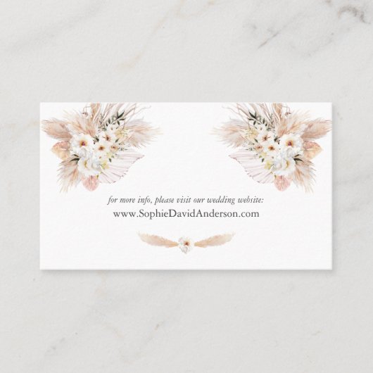 Woestijn Witte Rozen Pampas Gras Trouwwebsite   Visitekaartje (Voorkant)