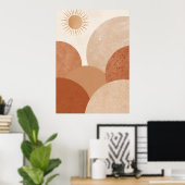 Woestijn Zon Boog Poster | Terracotta Boho Kunst a (Thuiskantoor)