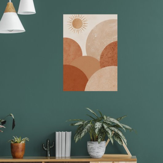 Woestijn Zon Boog Poster | Terracotta Boho Kunst a (Woonkamer 1)