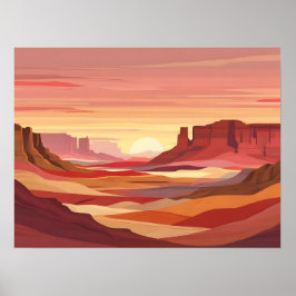 Woestijn Zonsondergang Abstracte Achtergrond – War Poster