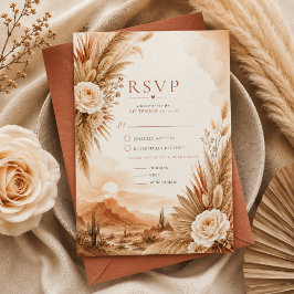 Woestijn Zonsondergang Boho Trouw RSVP Kaart