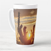 Woestijn Zonsondergang Cholla Cactus Latte Mok (Linkerhoek)