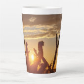 Woestijn Zonsondergang Cholla Cactus Latte Mok (Voorkant)