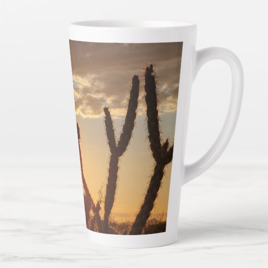 Woestijn Zonsondergang Cholla Cactus Latte Mok (Rechts)