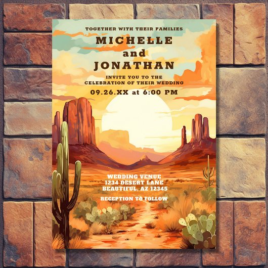 Woestijn Zonsondergang en Cactus Zuidwestelijke Br Kaart