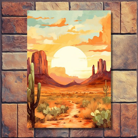 Woestijn Zonsondergang en Cactus Zuidwestelijke Br Save The Date