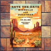 Woestijn Zonsondergang en Cactus Zuidwestelijke Br Save The Date