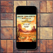 Woestijn Zonsondergang en Cactus Zuidwestelijke Br Save The Date