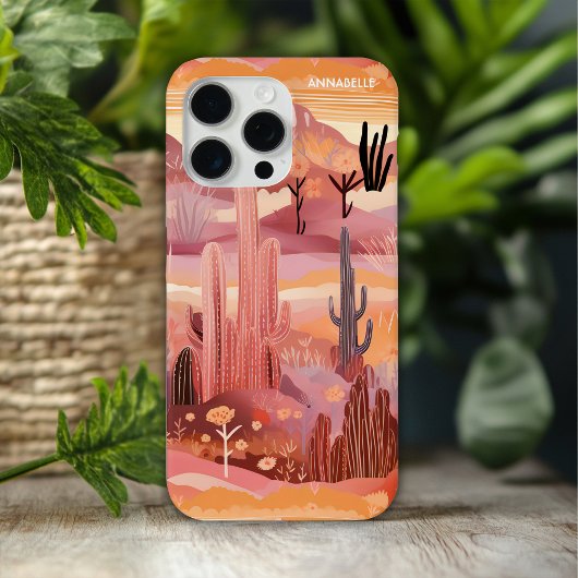 Woestijn Zonsondergang Moderne Cactus Persoonlijke Case-Mate iPhone Case