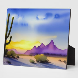 Woestijn Zonsopgang Schilderachtig Aquarel Tafeltj Fotoplaat