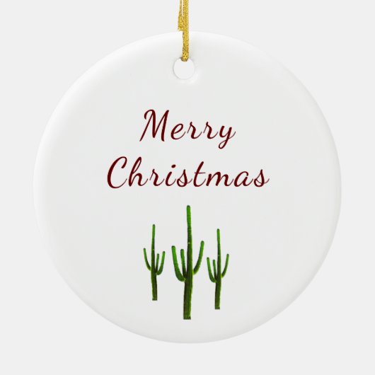 Woestijn Zuidwest Feestelijke Saguaro Cactus Keramisch Ornament (Achterkant)