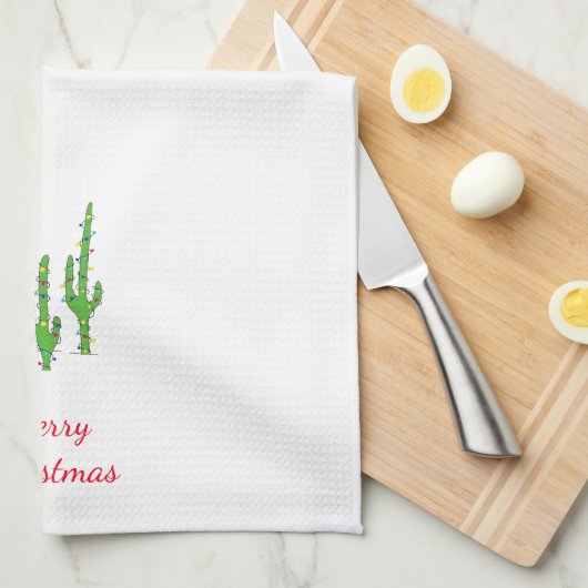 Woestijn Zuidwest Saguaro Cactus Kerstbomen Theedoek (Quarter Fold)